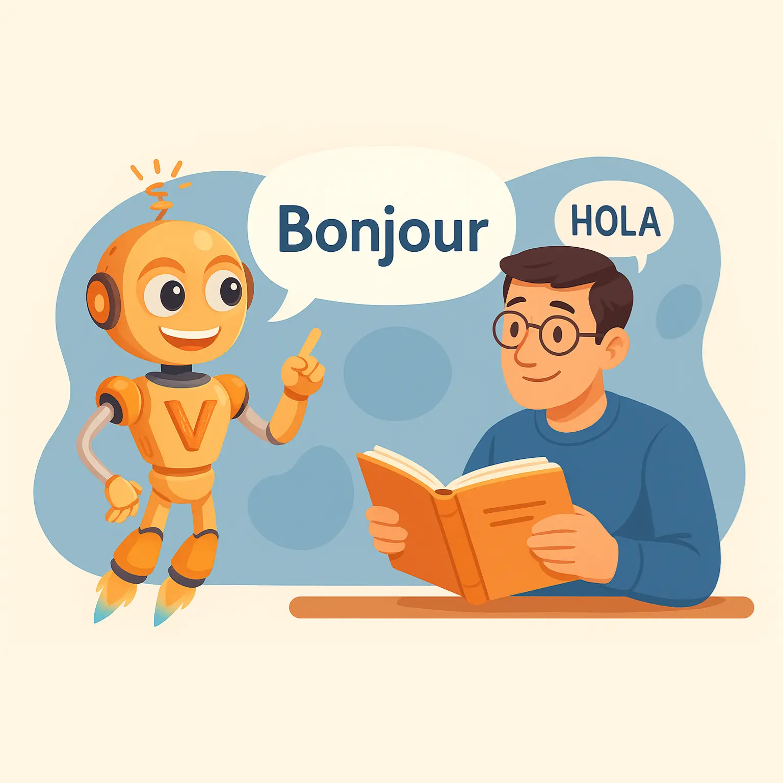 Robot VOCAbite w sytuacji dialogowej, pokazujący praktyczne zastosowanie języka.